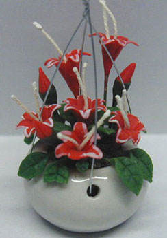 Dollhouse Miniature Red Day Lily-Hanging